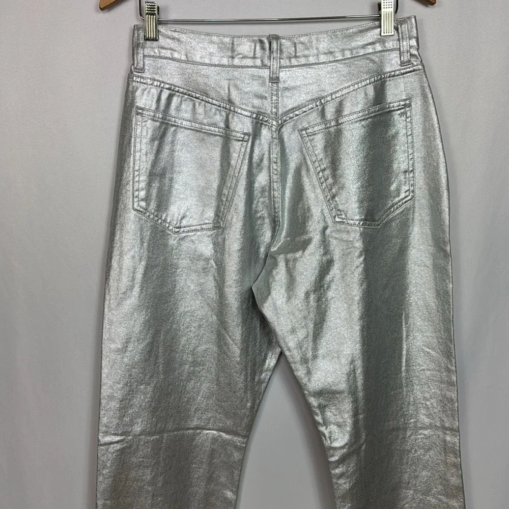 Madewell 90s Straight Jeans Size 29 Silver Metallic Women’s High Rise‎